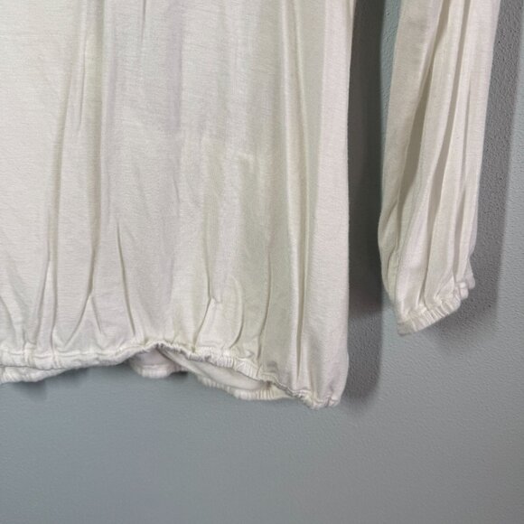 Soho Women Wrap Long Sleeve Knit Top Medium Ivory Lace Collar Lightweight Relaxe - Picture 6 of 12